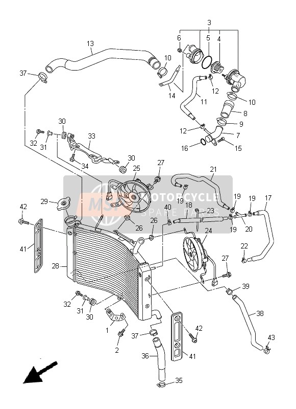 Yamaha FZ8-SA 2014 Radiador & Manguera para un 2014 Yamaha FZ8-SA