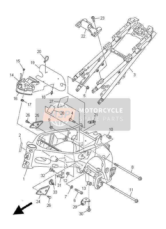 Yamaha FZ8-SA 2014 Frame voor een 2014 Yamaha FZ8-SA