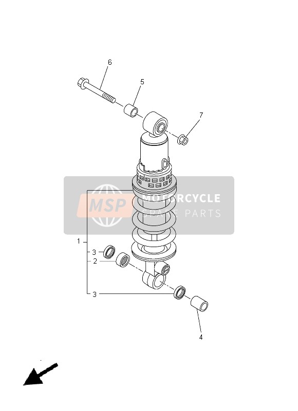 Yamaha FZ8-SA 2014 Achtervering voor een 2014 Yamaha FZ8-SA