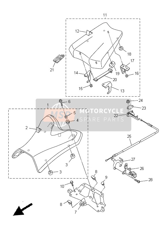 Yamaha FZ8-SA 2014 Siège pour un 2014 Yamaha FZ8-SA