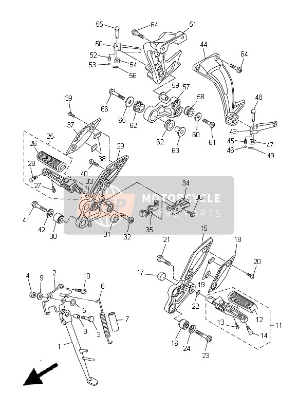 Yamaha FZ8-SA 2014 Estar & Reposapiés para un 2014 Yamaha FZ8-SA