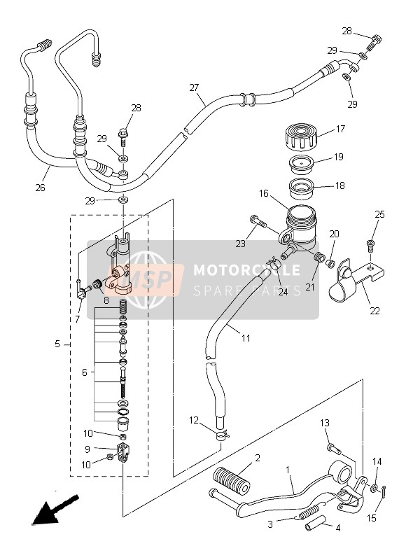 Yamaha FZ8-SA 2014 HAUPTZYLINDER HINTEN für ein 2014 Yamaha FZ8-SA