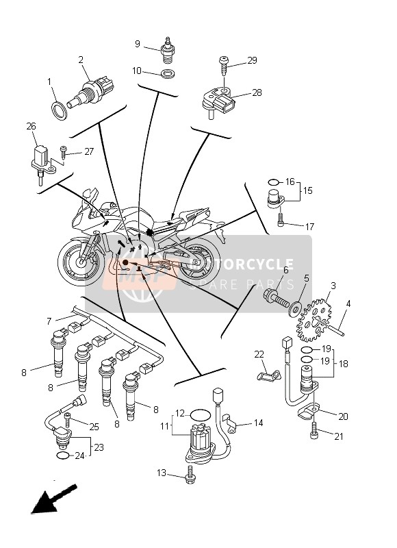 Yamaha FZ8-SA 2014 Elettrico 1 per un 2014 Yamaha FZ8-SA