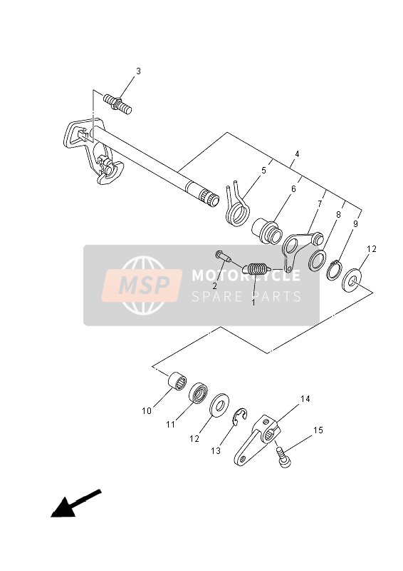 Yamaha MT-07 2014 Albero del cambio per un 2014 Yamaha MT-07