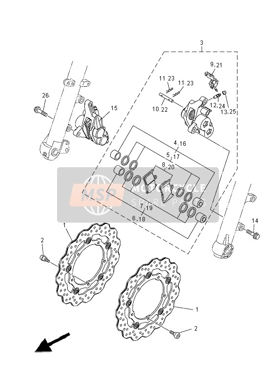 3MA258031000, Remklauw Keering Kit, Yamaha, 7