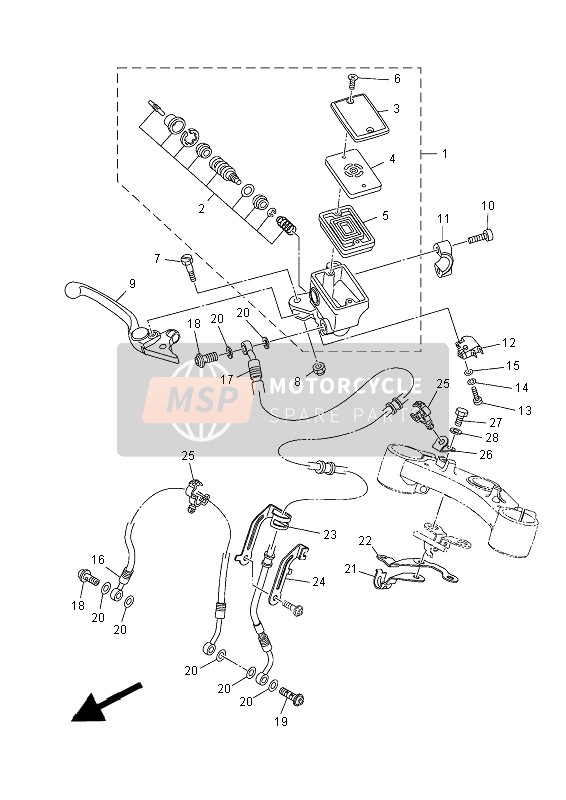 1WS258860000, Supporto, Tubo Flessibile Freno, Yamaha, 0