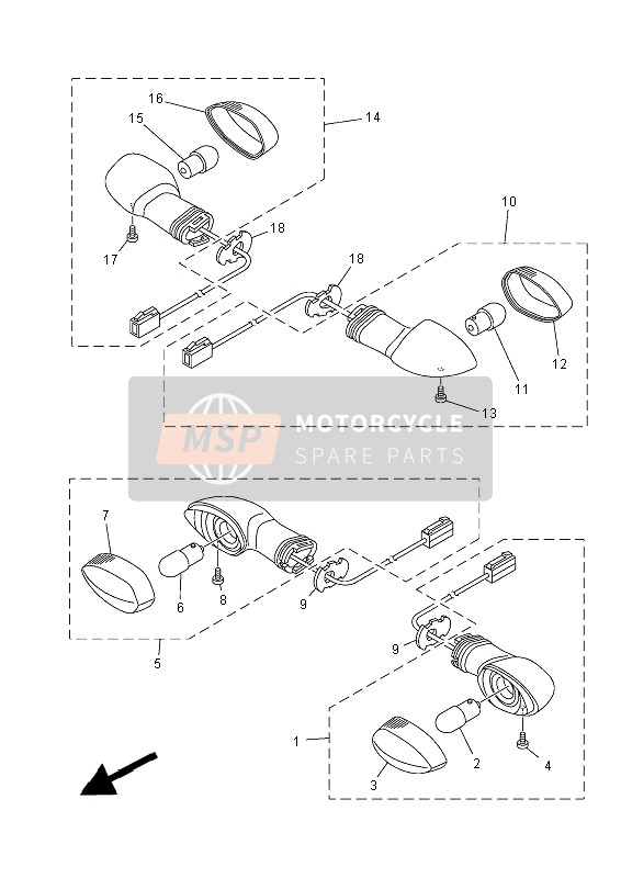 1WS833100000, Clignotant Avant 1 C, Yamaha, 0