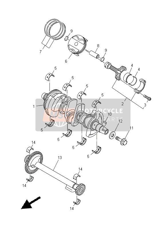 Yamaha MT-09 2014 Cigüeñal & Pistón para un 2014 Yamaha MT-09