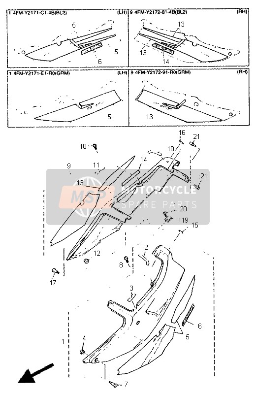 Yamaha FZR600R 1995 Side Cover for a 1995 Yamaha FZR600R