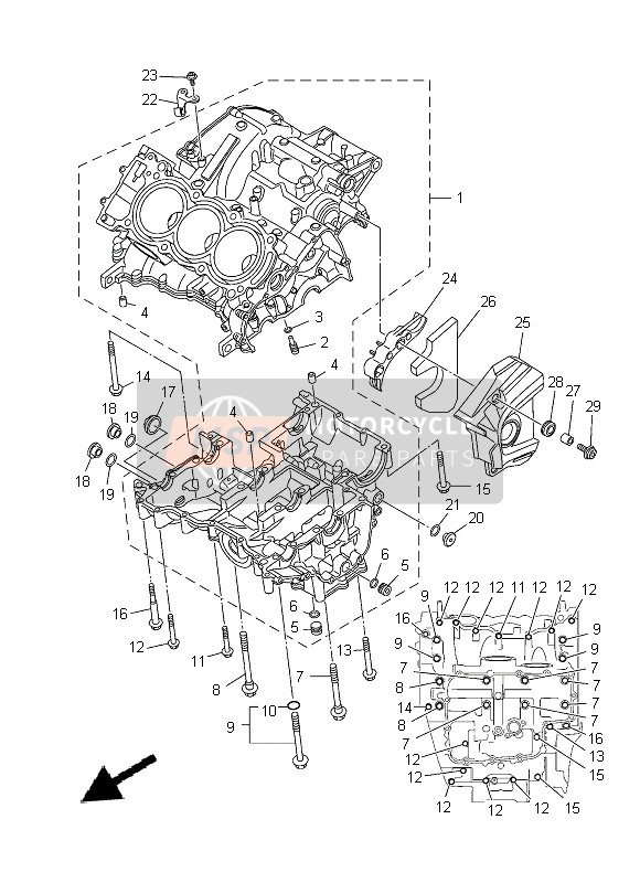 Yamaha MT-09 2014 Crankcase for a 2014 Yamaha MT-09