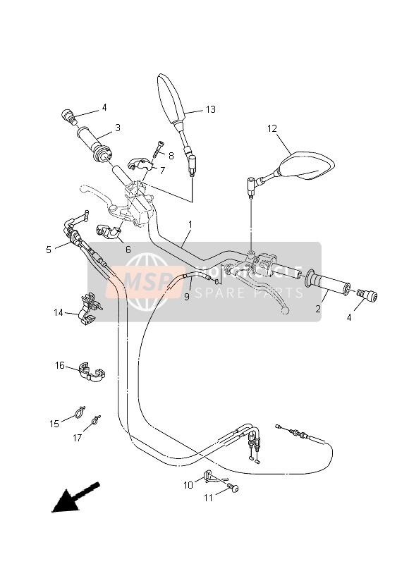 1RC262800900, Rear View Mirror Assy(Left), Yamaha, 0