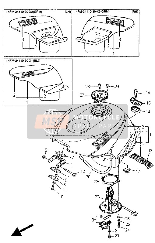 Yamaha FZR600R 1995 Fuel Tank for a 1995 Yamaha FZR600R