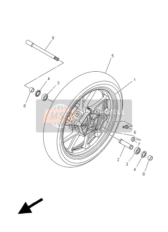 2DR2516800P0, Roue A Barches Av, Yamaha, 0