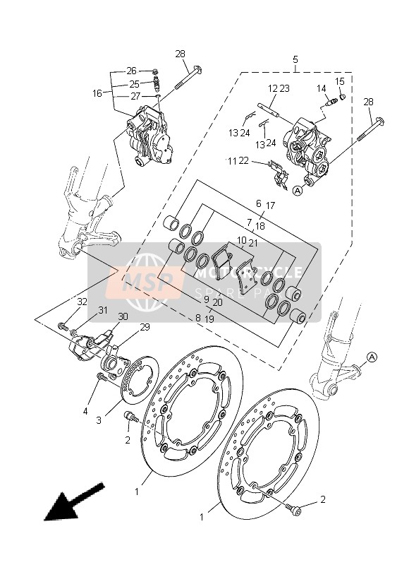 Yamaha MT-09A 2014 Front Brake Caliper for a 2014 Yamaha MT-09A