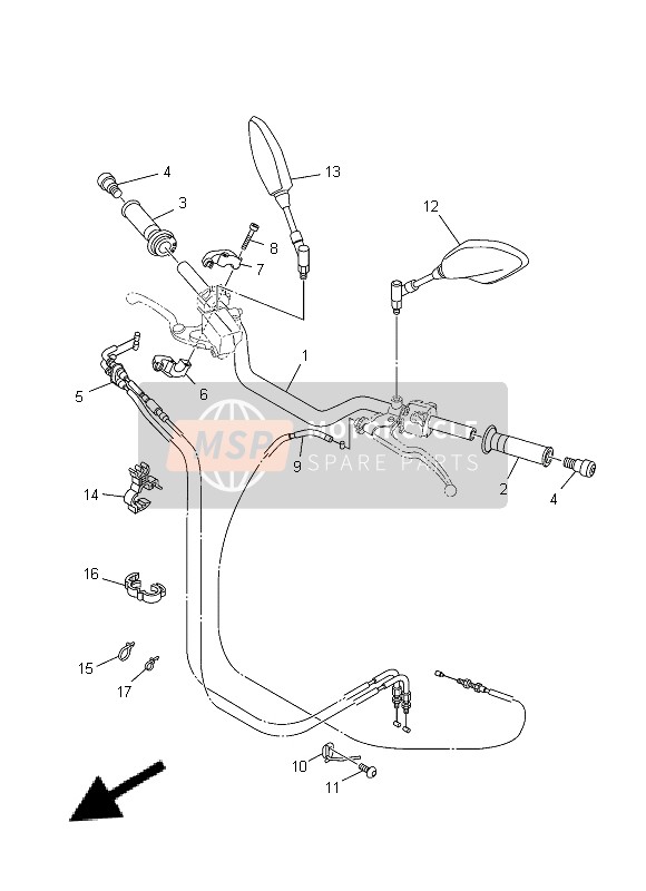 Yamaha MT-09A 2014 Steering Handle & Cable for a 2014 Yamaha MT-09A