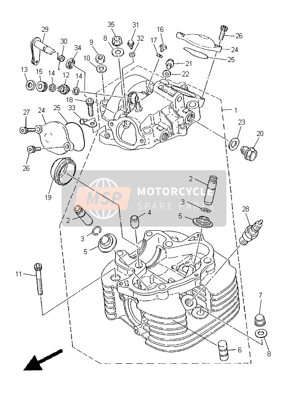 2J2111860000, Coperchio Testa Cilindro, Yamaha, 3