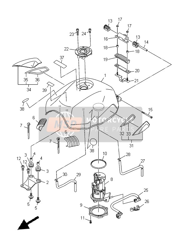 Yamaha XJ-6F 2014 Réservoir d'essence pour un 2014 Yamaha XJ-6F