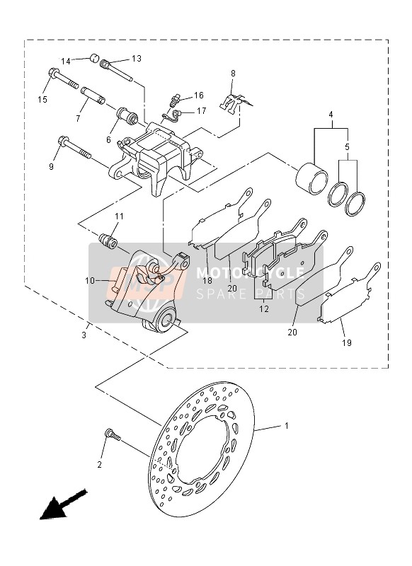 Yamaha XJ-6F 2014 BREMSSATTEL HINTEN für ein 2014 Yamaha XJ-6F