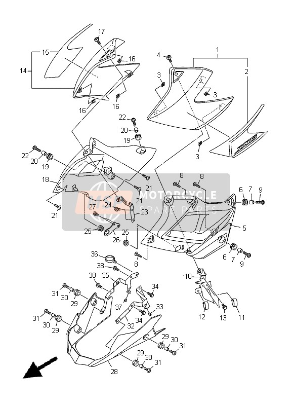 Yamaha XJ-6NA 2014 Side Cover 2 for a 2014 Yamaha XJ-6NA