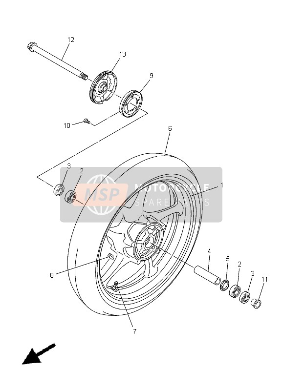 36B25168000X, Gegoten Wheel, Voorkant, Yamaha, 0