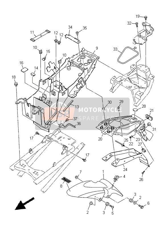 Yamaha XJ6SA 2014 Spatbord voor een 2014 Yamaha XJ6SA