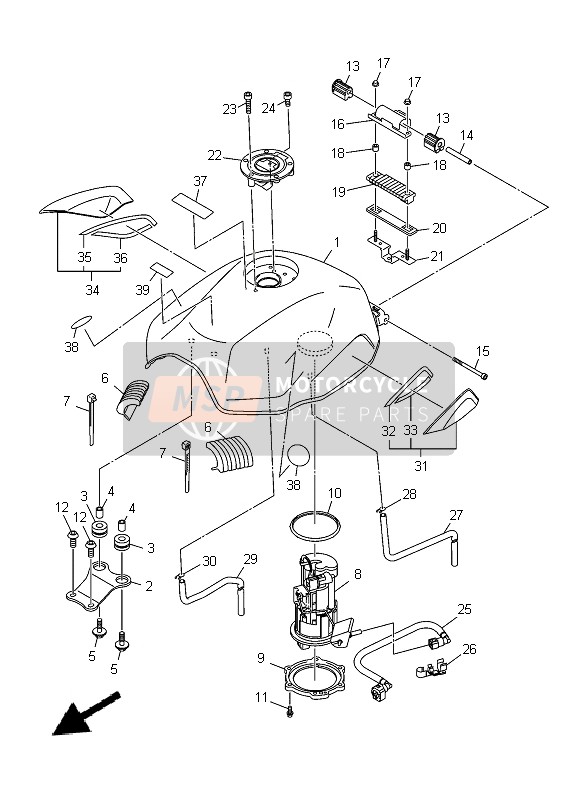 Yamaha XJ6SA 2014 Benzinetank voor een 2014 Yamaha XJ6SA