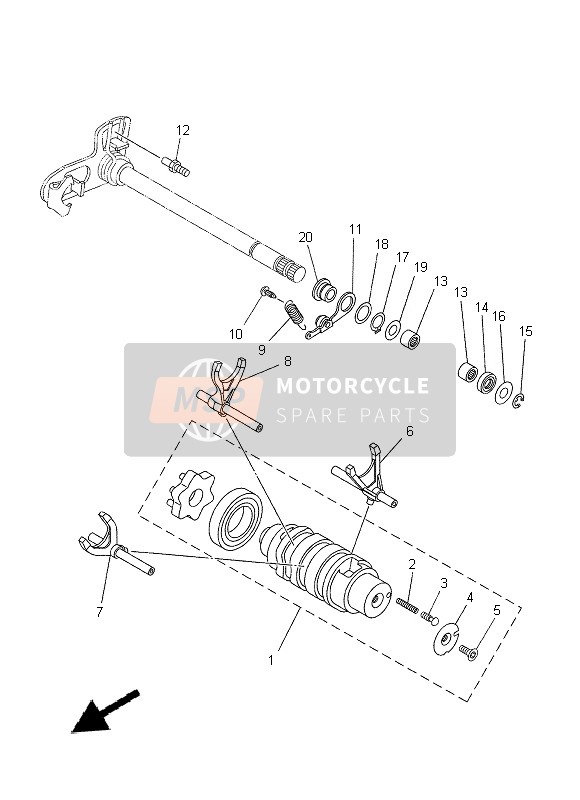 Yamaha XT660X TENERE 2014 Leva de cambio & Tenedor para un 2014 Yamaha XT660X TENERE