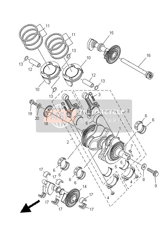 2S3114130000, Gleitlager, Ausgleichswelle, Yamaha, 1