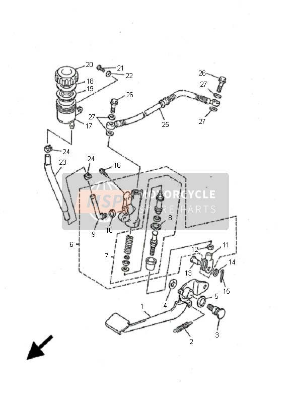 Yamaha XJ600N 2001 Maître-cylindre arrière pour un 2001 Yamaha XJ600N