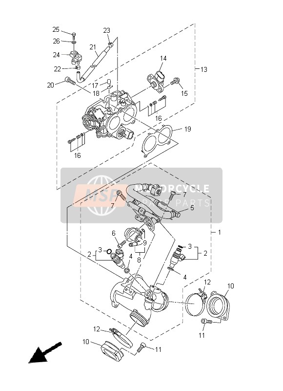 1TP139300100, Pipe Inlet Assembly, Yamaha, 1