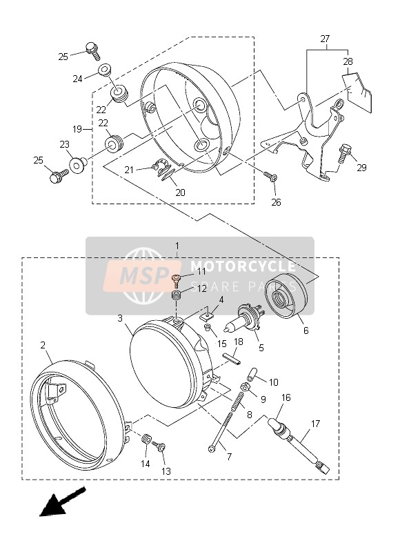 1TP8411A0000, Head Light Stay Assy., Yamaha, 0