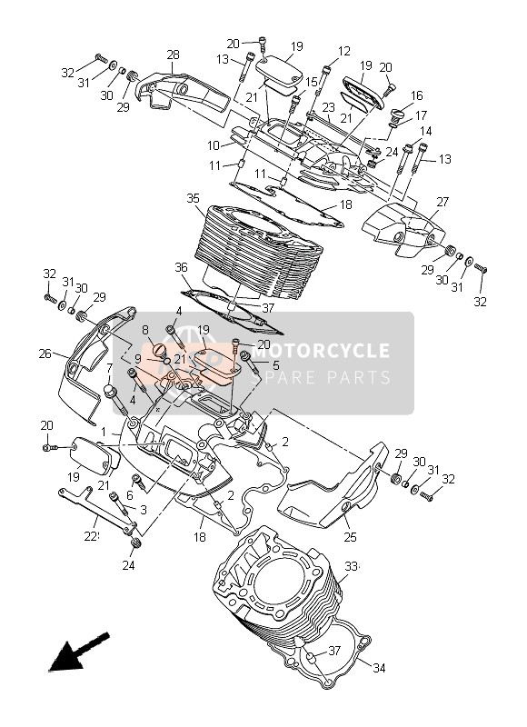 Yamaha XVS1300A 2014 Cilindro per un 2014 Yamaha XVS1300A