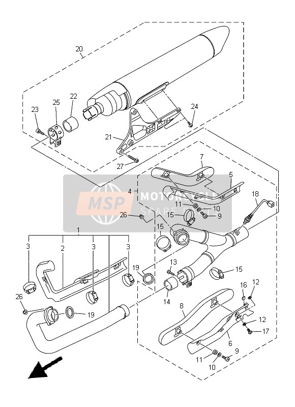 Yamaha XVS1300A 2014 ABGAS für ein 2014 Yamaha XVS1300A