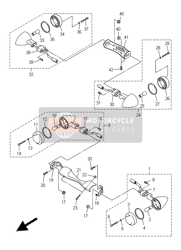 Yamaha XVS1300A 2014 Lumière clignotante pour un 2014 Yamaha XVS1300A