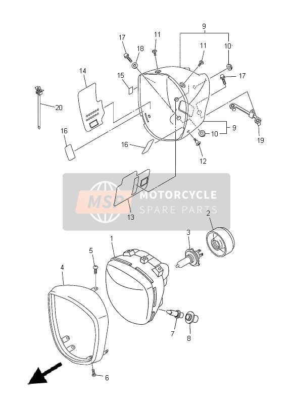 Yamaha XVS1300A 2014 Faro para un 2014 Yamaha XVS1300A