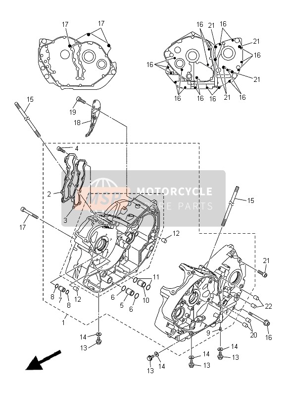 Yamaha XVS1300CU 2014 Crankcase for a 2014 Yamaha XVS1300CU