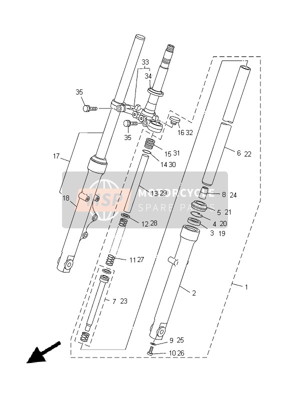 Yamaha YBR125ED 2014 Tenedor frontal para un 2014 Yamaha YBR125ED