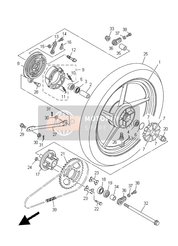 Yamaha YBR125ED 2014 Rear Wheel for a 2014 Yamaha YBR125ED