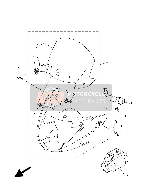 Yamaha YBR125ED 2014 Cowling 1 for a 2014 Yamaha YBR125ED