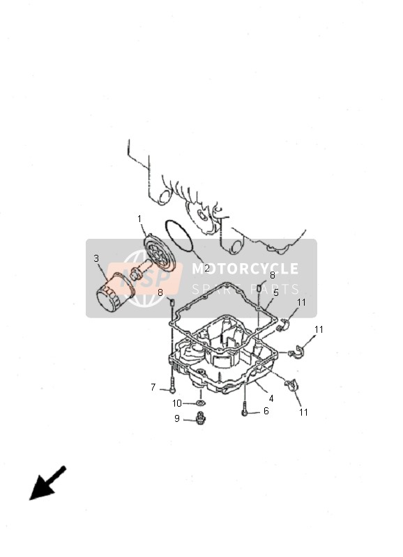 Yamaha XJ600S DIVERSION 2001 Oliefilter voor een 2001 Yamaha XJ600S DIVERSION