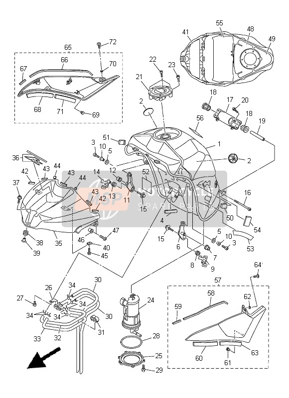 Yamaha YZF-R1 2014 Depósito de combustible para un 2014 Yamaha YZF-R1