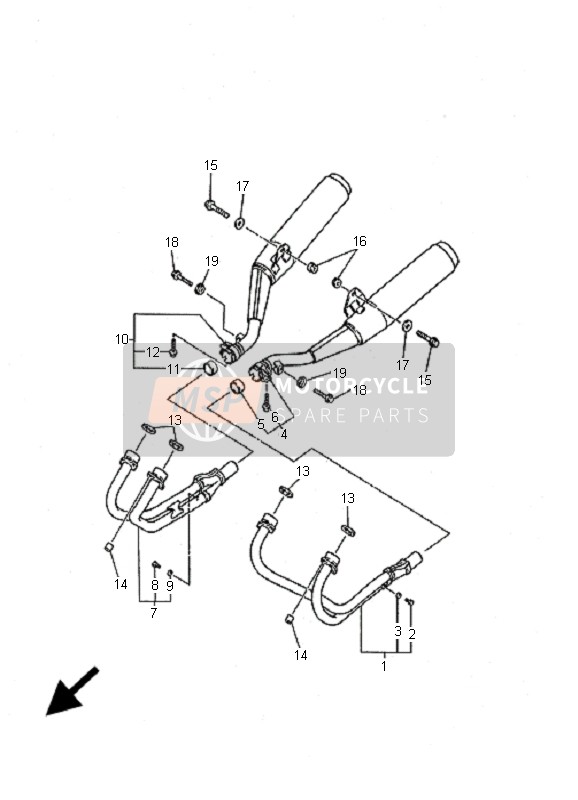 Yamaha XJ600S DIVERSION 2001 Échappement pour un 2001 Yamaha XJ600S DIVERSION