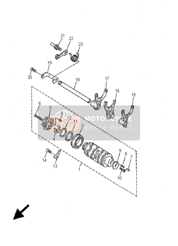 Yamaha XJ600S DIVERSION 2001 Shift Cam & Fourchette pour un 2001 Yamaha XJ600S DIVERSION