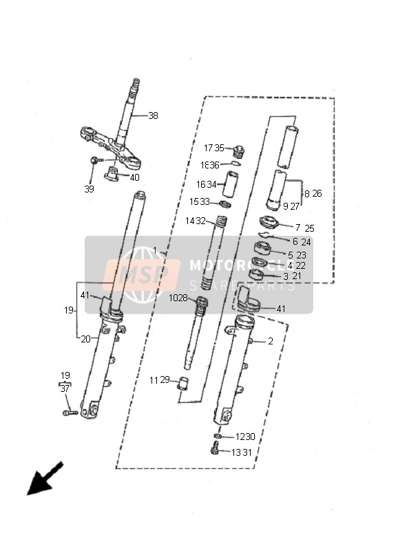 Yamaha XJ600S DIVERSION 2001 Tenedor frontal para un 2001 Yamaha XJ600S DIVERSION