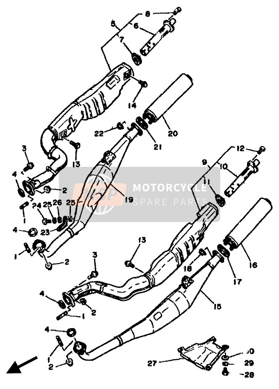 Yamaha RD500LC 1985 Exhaust for a 1985 Yamaha RD500LC