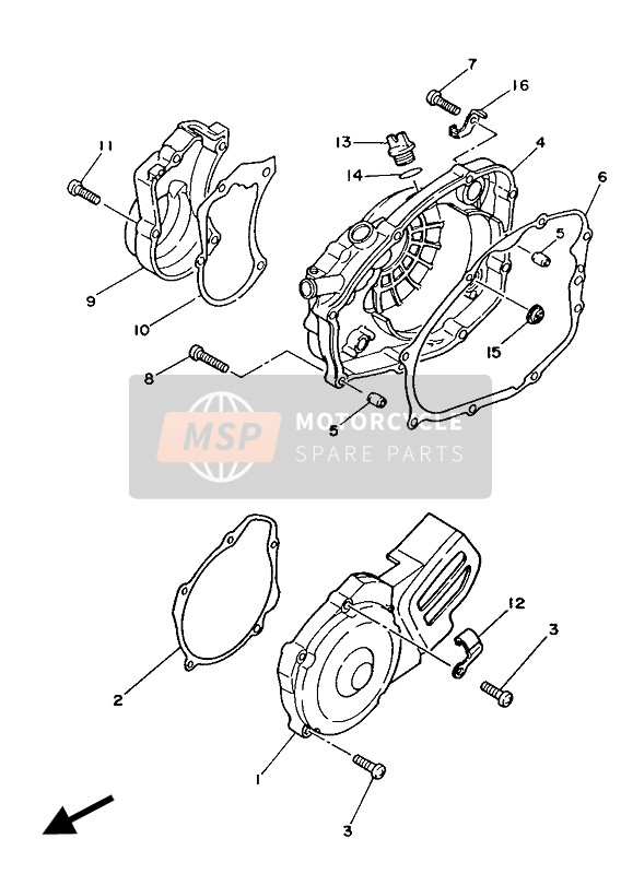 Yamaha DT125LC 1986 Tapa del cárter 1 para un 1986 Yamaha DT125LC