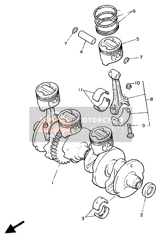 Yamaha FJ1200 1986 Cigüeñal & Pistón para un 1986 Yamaha FJ1200