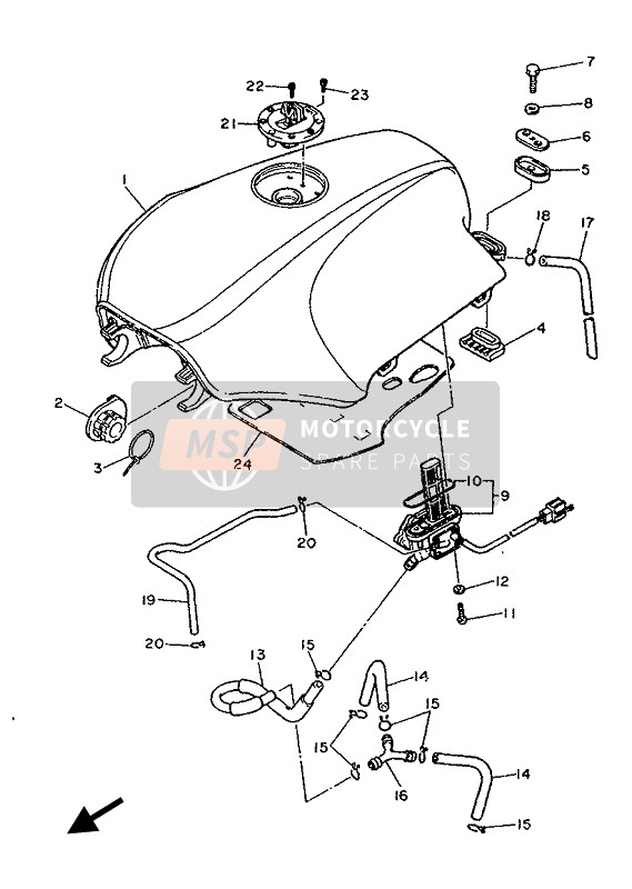 1TX245000200, Fuel Cock Assy, Yamaha, 0