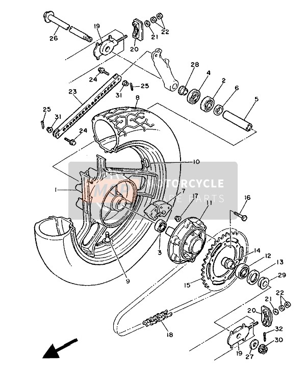 Yamaha FZ600 1986 Achterwiel voor een 1986 Yamaha FZ600