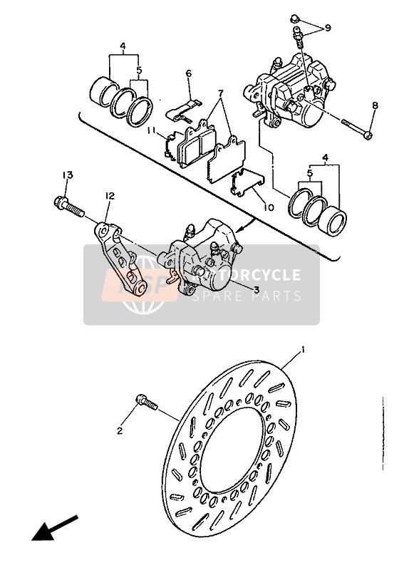 Yamaha FZ600 1986 Remklauw achter voor een 1986 Yamaha FZ600